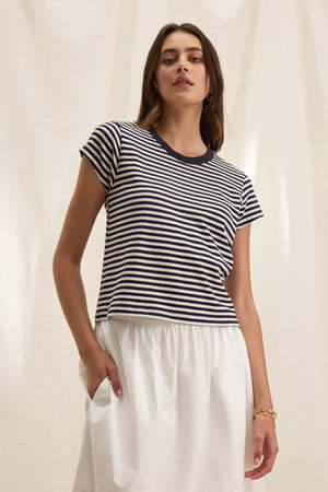 VELVET TASH TEE IN NAVY