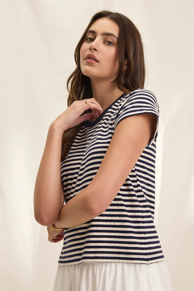 VELVET TASH TEE IN NAVY