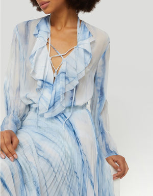 DONDUP-PRINTED VISCOSE GEORGETTE SHIRT