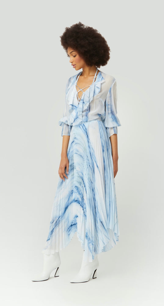 DONDUP-LONG SKIRT IN PRINTED GEORGETTE